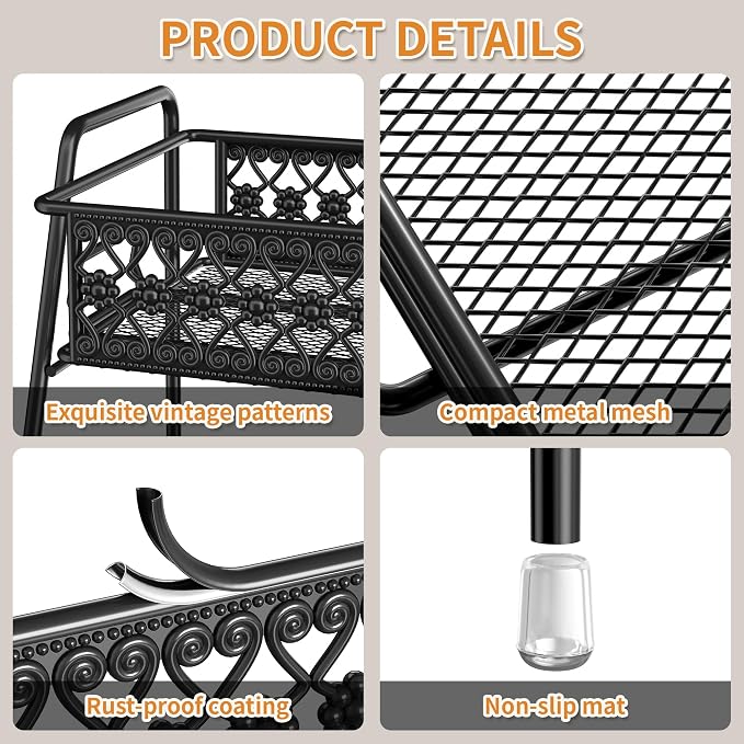 Vintage 3 Tier Spice Rack Organizer for Kitchen Counter, Bathroom Counter Organizer, 3 Tier Bathroom Counter Organizer for Spices Makeup Perfumes, Retro Countertop Organizer