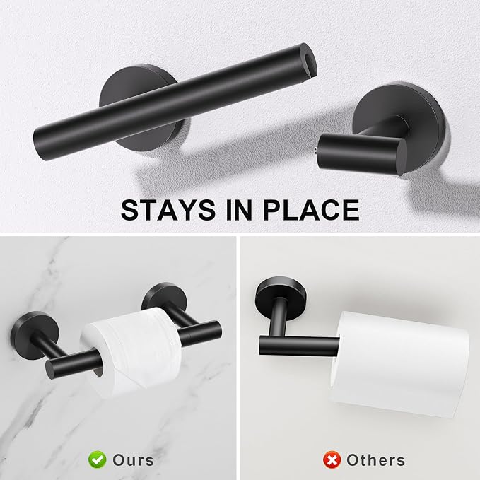 TURS Black 5 Piece Bathroom Towel Bar Set Bathroom Hardware Set, 23.6 inch Bathroom Accessories Kit Set, SUS304 Stainless Steel Wall Mounted
