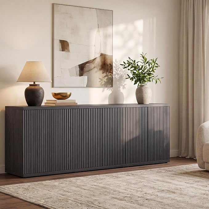 SICOTAS Buffet Cabinet with Storage Sideboard Cabinet with Doors & Shelves | Accent Sideboard Modern Credenza Fluted Storage Cabinet Mid Century Media Console for Living Room Kitchen Dining Hallway