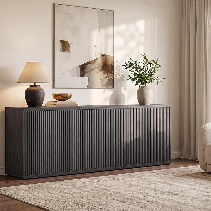 SICOTAS Buffet Cabinet with Storage Sideboard Cabinet with Doors & Shelves | Accent Sideboard Modern Credenza Fluted Storage Cabinet Mid Century Media Console for Living Room Kitchen Dining Hallway