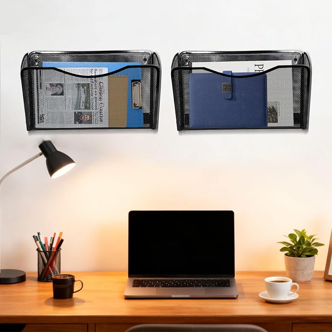 Magnetic File Holder,No Drilling Installation Magnetic File Folder Holder, Magnetic Mail Holder File Organizer for Refrigerat,Whiteboard,Office