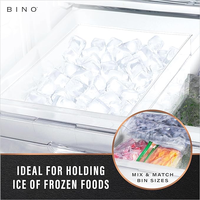 BINO | Plastic Storage Bins, Small | THE HANDLER COLLECTION | Multipurpose Organizer Bins | Kitchen Pantry Organizers and Storage | Clear Containers for Organizing Home | Freezer Organizer