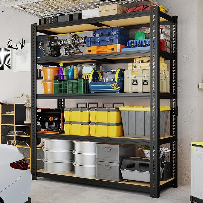 78'' H Garage Storage Shelves, Shelving Units and Storage, Heavy Duty Garage Shelving, Metal Shelves for Basement, Warehouse, Pantry, Kitchen, 78''H x 40''W x 16''D, 2200 LBS