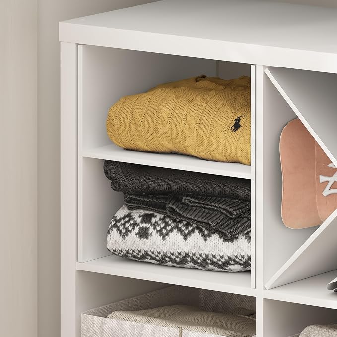 Furinno Cubicle Cube Insert, H-Shelf Cube Organizer, Fits into Furinno Extra Thick Cubes, for Organizers and Storage, White (Does not fit IKEA Kallax Shelving)