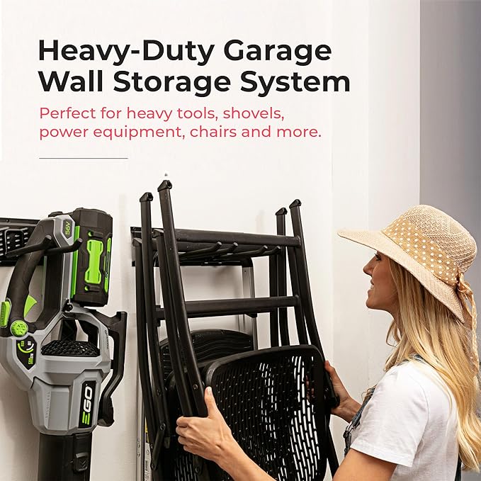 TIDYME Garage Tool Organizer Wall Mount, 96", 6 Racks 12 Hooks, 600 lbs | 600 lbs, anti-rust carbon steel, garden tool organizer & storage rack for garage organization, shovels, rakes & tools