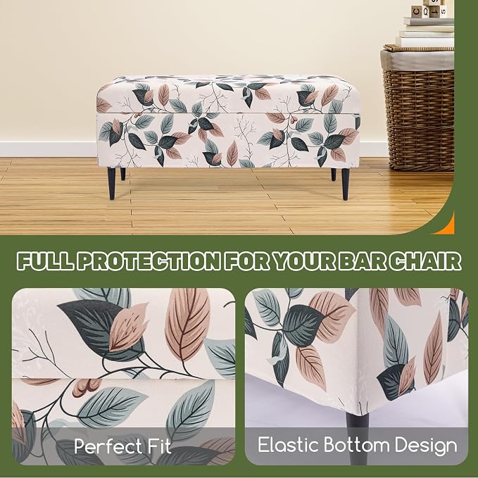 FUANGUI Ottoman Cover Slipcovers Rectangular Folding Stretch | Storage Bench Footrest Sofa Stool Covers Footstool Protector with Elastic Bottom, Removable Washable,Medium
