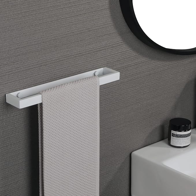 Alise Hand Towel Holder Towel Bar for Bathroom Wall Mounted 12 Inch,White | Towel Rack for Bathroom Lavatory,SUS304 Stainless Steel Towel Rail for Bath Kitchen,Self-adhesive or Drilling Mount