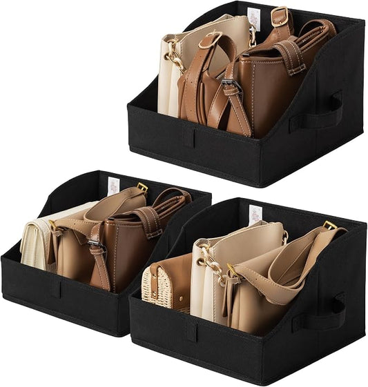 GRANNY SAYS Trapezoid Closet Storage Bins, Small, Black, 3-Pack | Fabric Storage Bins for Closet Shelves, Cube Shelf, Closet Organizers and Storage for Clothes, Purse, Toys, Towels