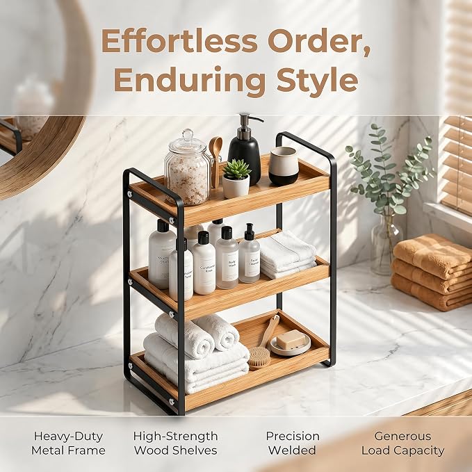 Bathroom Counter Organizer with Basket, Bathroom Organizers and Storage,Skincare Organizers for Vanity,Storage Organizers for Bathroom, Kitchen, Dresser (3-Layer)