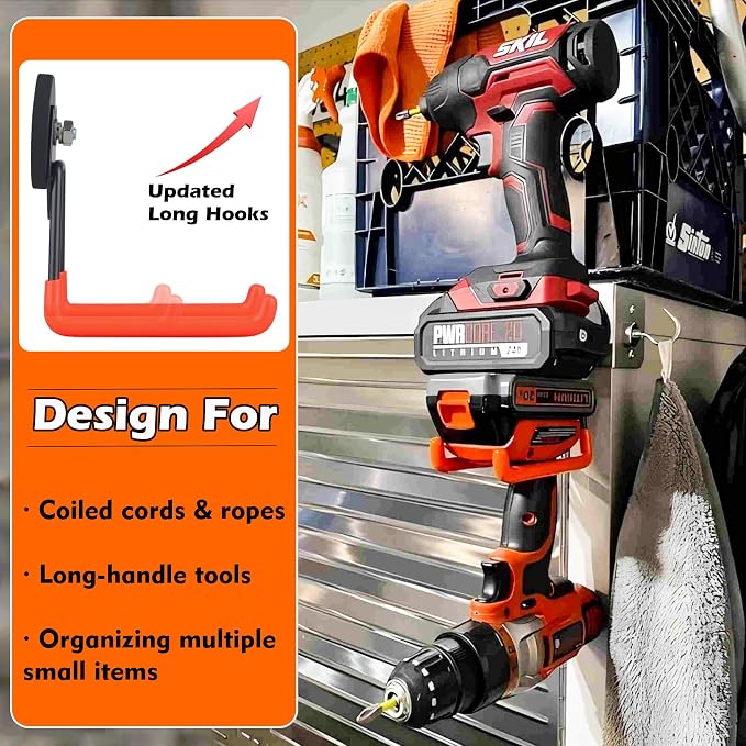 MUTUACTOR Magnetic Hooks,2PCS Storage Magnetic Hooks Heavy Duty,Anti-Scratch Magnetic Mounting Garage Magnet Hooks for Organizing Power Drill,Garden Tools,Hose,Tool Chest,Steel Pegboard,Workshop