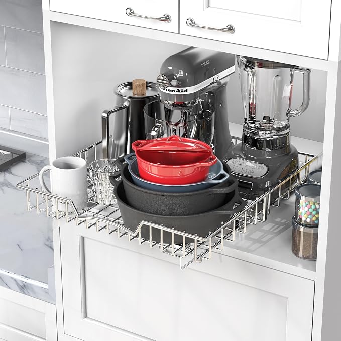 Simple Houseware Under Cabinet Pull Out Sliding Shelf Drawer, 18Dx17W | for Kitchen Organizer