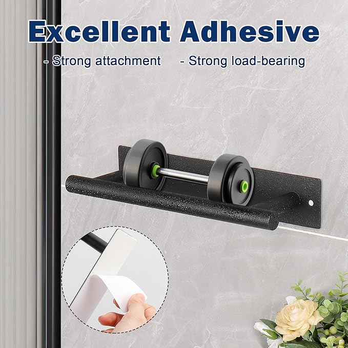 NearMoon Self Adhesive Hand Towel Holder/Towel Ring, Stainless Steel Hand Towel Bar Rustproof Stick on Wall-Towel Rack for Bathroom/Kitchen, Sticky and Wall Mounted (1, Matte Black)