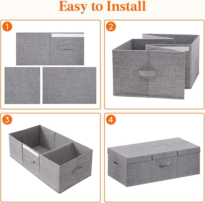 Lifewit 80L Under Bed Storage Containers, 9.8 Inch Tall Underbed Clothes Storage Organizer Bin with Sturdy Sidewalls, Bottom, 3 Lids, Deep Storage Drawer for Clothes, Shoes, Blankets, Pillows 3 Pack