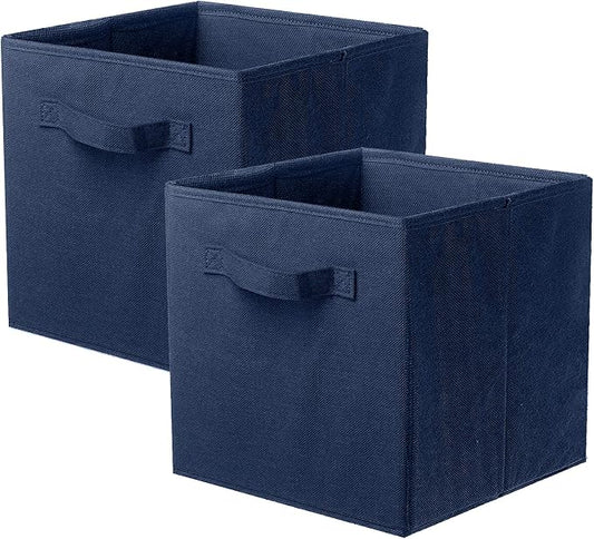 ShellKingdom Storage Bins, Foldable Fabric Storage Cubes And Cloth Storage | Storage Organizer For Closet And Toys, 10.5x10.5x11 INCH, 2 Pack (Dark Blue)