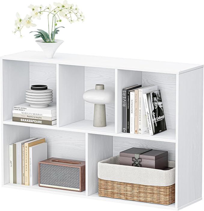 5 Cube Storage Organizer, Wooden Cube Shelves with Closed Back Panel, Reversible Bookcase, Cubes Closet Organizer for Home, Living Room, Kids Room, Office, Bedroom, Study, Hallway