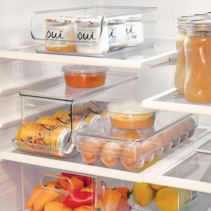 iDesign Clear Plastic Egg Holder for Fridge with Lid, 2-Pack | 21 Egg Storage Capacity, Container Organizer Bin