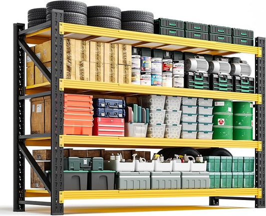 Letaya 4000LBS Heavy Duty Storage Shelves,70" H Metal Garage Shelving Units,4 Tier Large Tall Industrial Shelving,Adjustable Utility Rack Shelf for Warehouse,Basement (Yellow, 60" W x 24" D x 70" H)