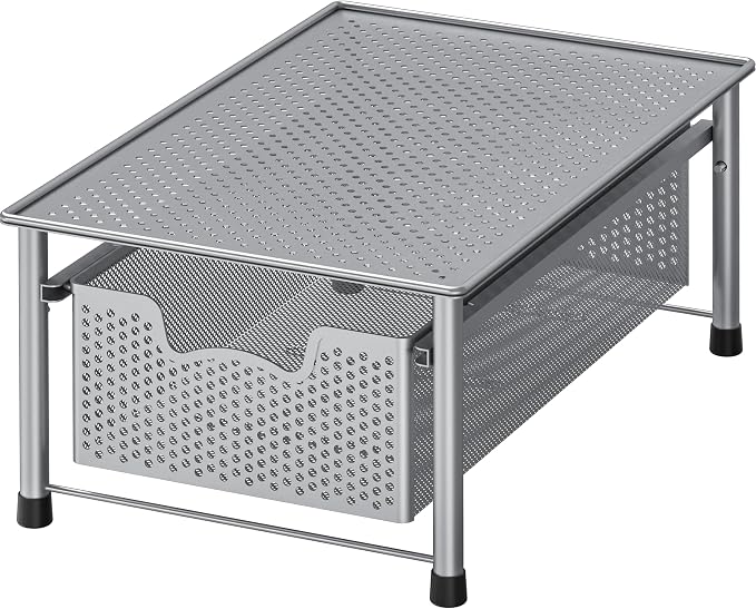 Simple Houseware Stackable Cabinet Basket Drawer Organizer, Silver
