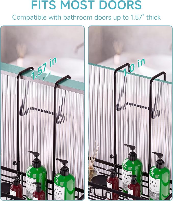 Shower Caddy Hanging Over the Door, Upgraded Extended Length Shower Organizer, 3 Tier Rustproof Bathroom Rack with Hooks Soap Holder
