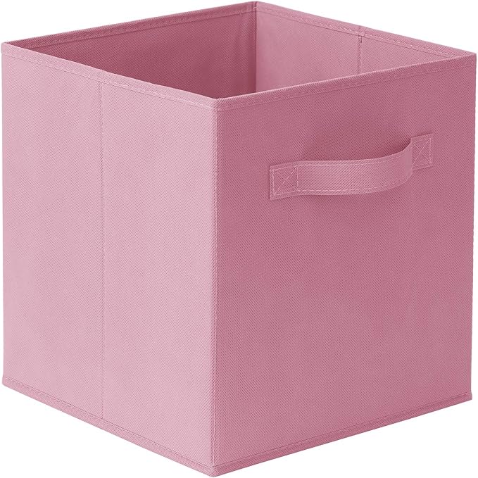 Casafield Set of 6 Collapsible Fabric Cube Storage Bins, Light Pink - 11" Foldable Cloth Baskets for Shelves, Cubby Organizers & More