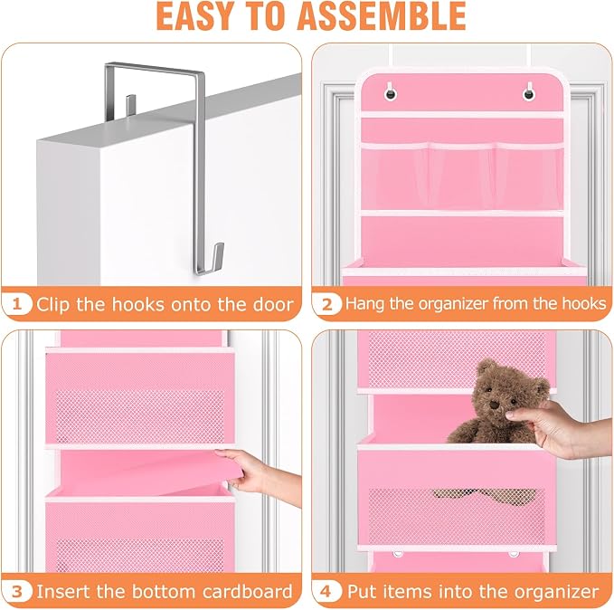 Over The Door Organizer Storage Large Capacity Hanging Bedroom Storage | 6 Shelves, Detachable, 40 LB Capacity, Mesh Design, Clear Window, Sturdy, Storage Organizer for Nursery, Pantry & Closet
