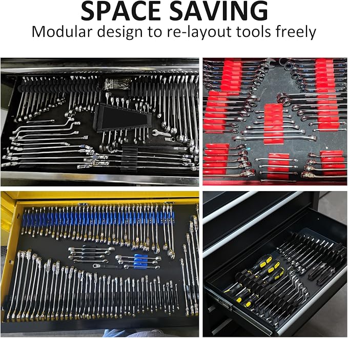 DEHOYI 48 pcs Premium MAGNETIC Modular Wrench Organizer System- Wrench Rack with Metric&SAE Labels, Tool Storage Holder. Gift for mechanics (Black)