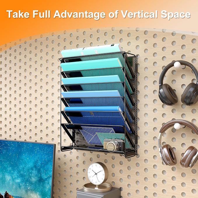 Kuntine.B Wall File Organizer Office Hanging Magazine Holder Wall File Organizer for Office Home