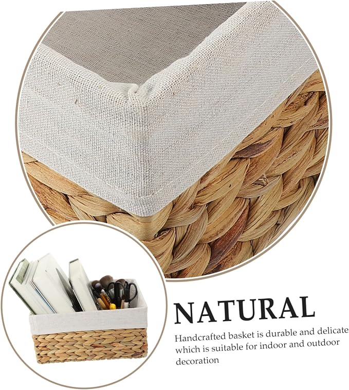 PRETYZOOM Rattan Basket Straw Woven Design Multi-purpose Storage Basket for Closets Living Room Kitchen