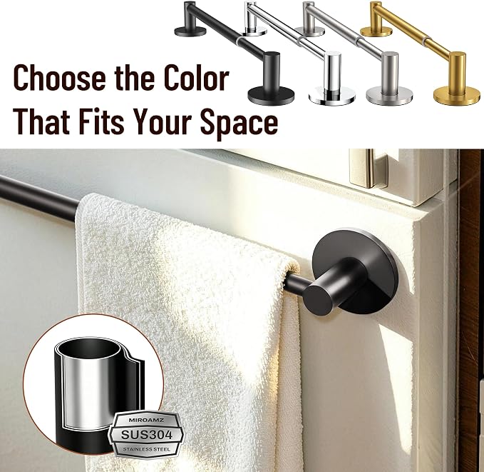 Magnetic Towel Bar, Adjustable Towel Rod with Larger Magnetic Base & Hidden Magnet Design, Non-Slip Magnetic Towel Holder for Refrigerator, Dishwasher, Oven, Washer (Matte Black, 1Pack)