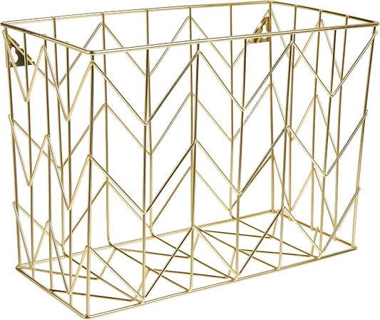 U Brands Hanging File Desk Organizer, Wire Metal, Gold Finish, 8.5" x 11'