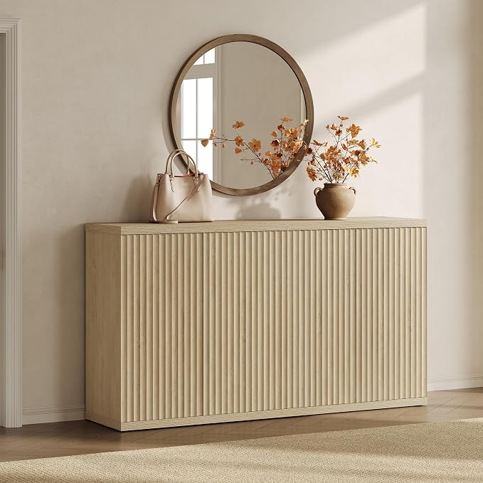 SICOTAS Buffet Cabinet with Storage Sideboard Cabinet with Doors & Shelves | Accent Sideboard Modern Credenza Fluted Storage Cabinet Mid Century Media Console for Living Room Kitchen Dining Hallway