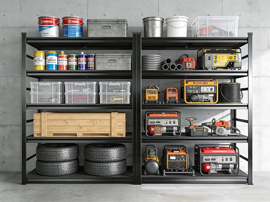 2pack Garage Shelving Heavy Duty Storage Shelves for Garage, 2500 LBS Adjustable 5 Tier Shelving Unit, Metal Garage Shelving for Industrial, Basement, Warehouse (72''Hx36''Wx16''D, Black)