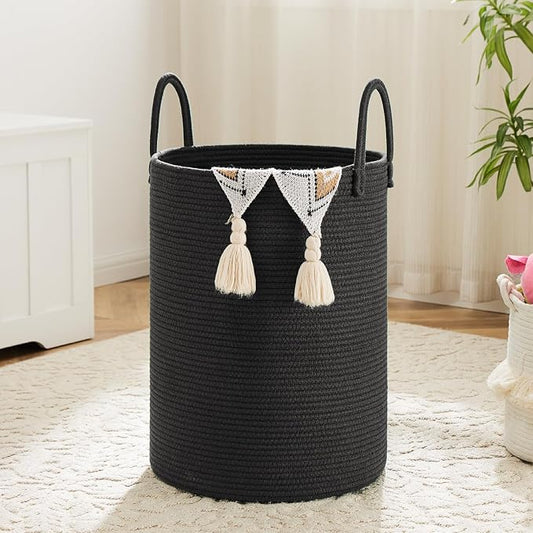 Artfeel Laundry Basket,Woven Cotton Rope Laundry Hamper,80L for Decorative Storage of Dirty Clothes,Toys and Blankets in Bathroom,Baby Room and Living Room
