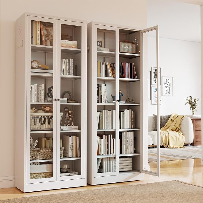 AQY Kitchen Pantry Cabinet,73" Tall Pantry Storage Cabinet with Doors and Adjustable Shelves, Metal Food Pantry Cabinets with Handle, Freestanding Cupboard for Living Room-Assemble Required