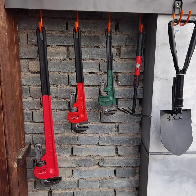 3-H Heavy Duty Garage Wall Hooks 20 Pack, Anti-Slip PVC Coating Wall Mount Garage Storage Utility Hooks, Heavy Load Organizer for Ladders, Yard Tools, Shovel, Weed Eater, Hoses & Bulk Items,Orange | Multi-Purpose Garage Hooks to Organize Garden Lawn To...