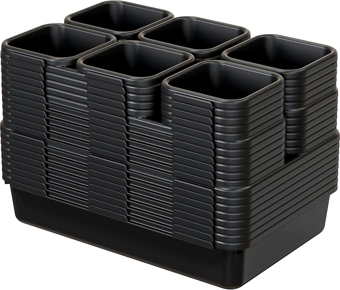 Simple Houseware Interlocking Desk Drawer Bins Organizer, 42 Packs, Black | Great for Makeup Vanity, Bathroom, Office Drawers