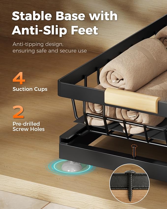 Sevenblue 3 Pack Under Sink Organizer, Height Adjustable 2 Tier Pull-Out Metal Under Kitchen Sink Organizer, Multi-Purpose Storage Shelves for Kitchen Bathroom Cabinet, Black