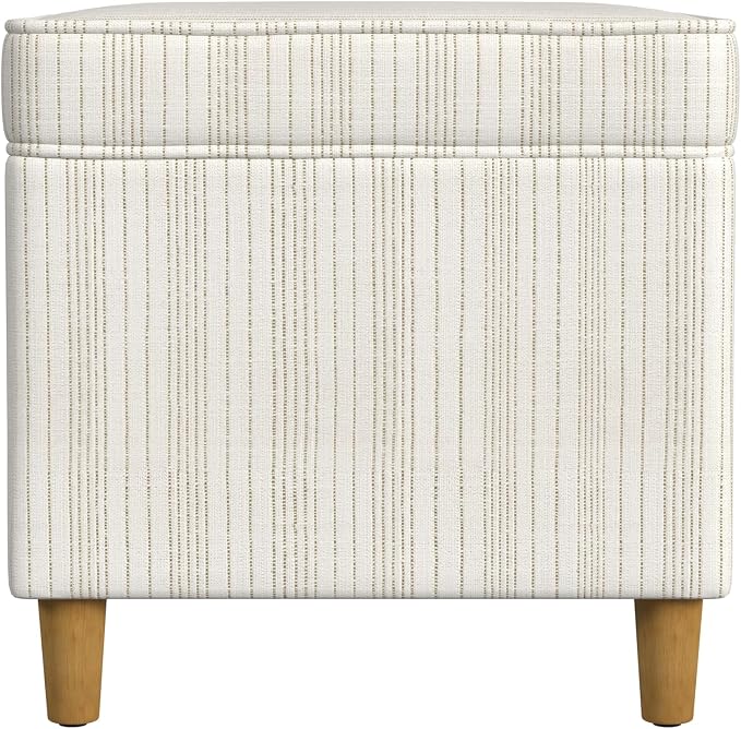 Spatial Order 24" Dinah Collection Storage Ottoman - Cream Marigold Pinstripe Fabric