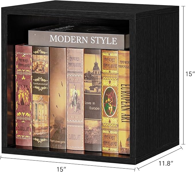 FUSUNBAO Magic DIY Cube Storage Organizer Stackable Cubes for Home Books Clothes Toy-Modular Cubby Storage System-Office Cubical-Bookcase Closet (Black, General Cube)