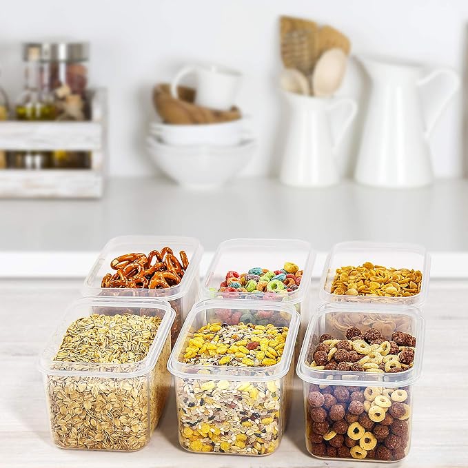 Wildone Airtight Food Storage Containers with Lids 0.8L, 16PCS, Black | Kitchen and Pantry Organization Canisters for Cereal, Pasta, Snack, Sugar, Flour, Airtight Seal, BPA Free, Includes 20 Labels