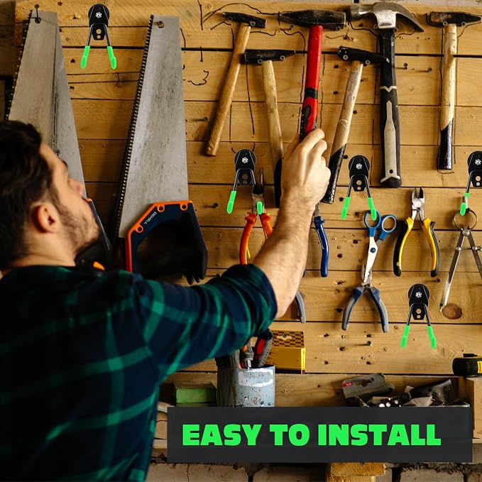 Landhoow 14 Pcs Large Magnetic Hooks Heavy Duty Garage Magnet Hooks Strong Storage Utility Magnetic Hangers with Anti Slip Rubber Coating for Indoor and Outdoor Hanging (Green)