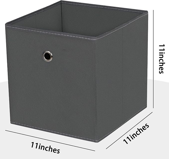 Foldable Storage Cubes Bins ,11 Inch Cloth Storage Cube Fabric Storage Box Cubes Organizer Baskets with Handles for Home Organizer Set of 3 (Grey)