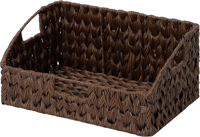 Granny Says Wicker Storage Basket For Shelves, Large Wicker Basket | Wicker Storage Baskets For Pantry, Open Front Basket For Shelves, Kitchen Storage Baskets, Decorative Basket For Home Decor