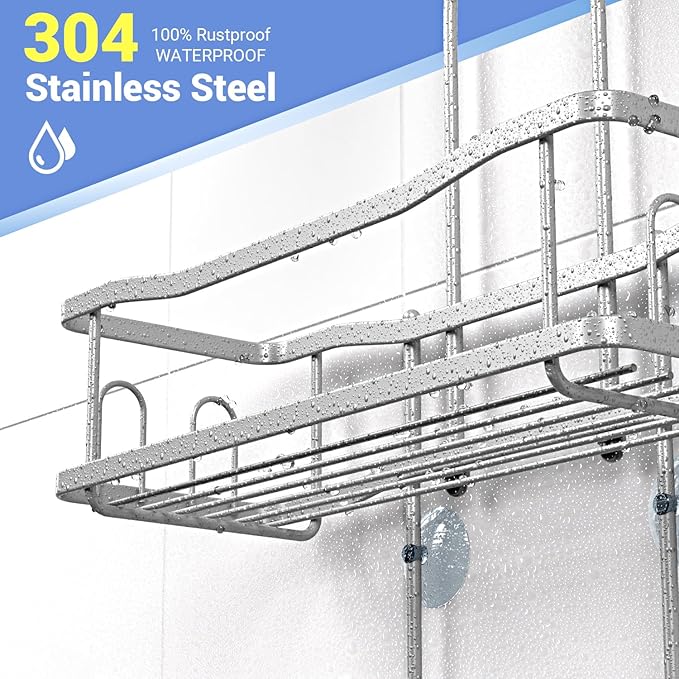 Aitatty Hanging Shower Caddy Bathroom Organizer: Rustproof Shower Shelf Racks Over Shower Head - No Drilling Inside Bath Shower Rack Shelves Over Showerhead for Shampoo with Soap Holder Chrome