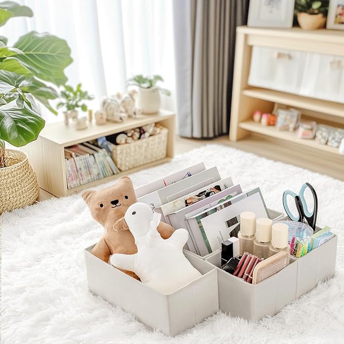 Criusia Drawer Organizer Clothes, 10 Pack Dresser Organizer for Baby Clothes, Underwear, Sock- Foldable Closet Organization and Storage Dividers Bins for Nursery, Bedroom (Oatmeal)