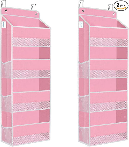 2 Pcs Over The Door Organizer Large Capacity Hanging Storage Room Organizer | 40 lb Capacity, Ultra-Sturdy, Foldable, Mesh Design with Clear Window, Space-Saving Organizer for Pantry, Nursery & Closet