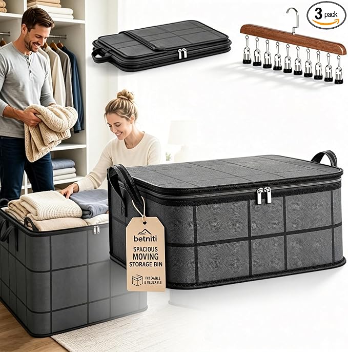 Spacious Moving Storage Bin Blanket Storage Bags - Upgrade Large Capacity Zippered Fabric Organizer for Bedding & Clothes, Foldable with Reinforced Handles for Quilts，1Pcs：S: 13.8 x 9.8 x 7.9 in