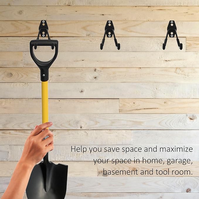 4 Pack Garage Hooks Heavy Duty, Garage Tool Organizer Wall Mount | Utility Organizer, Steel Utility Storage Hooks for Ladders, Garden Tools, Bike, Ropes, Bulk Items