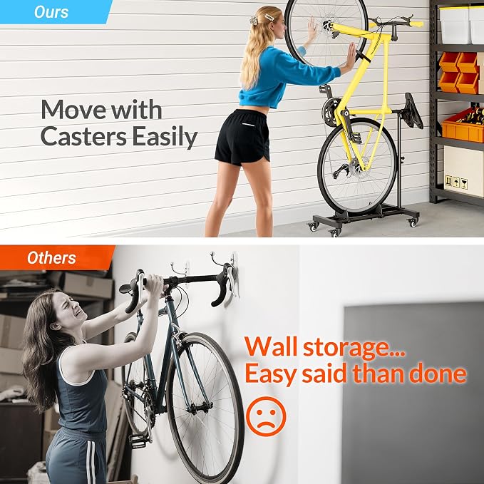 Sttoraboks Vertical Bike Stand, Freestanding Bike Rack Garage Storage Upright Bicycle Floor Stand Indoor Bike Holder with Adjustable Height for Garage & Apartment - for Wheels Sizes up to 29” | Freestanding Bike Stand With No Wall Mounting Or Drilling,...