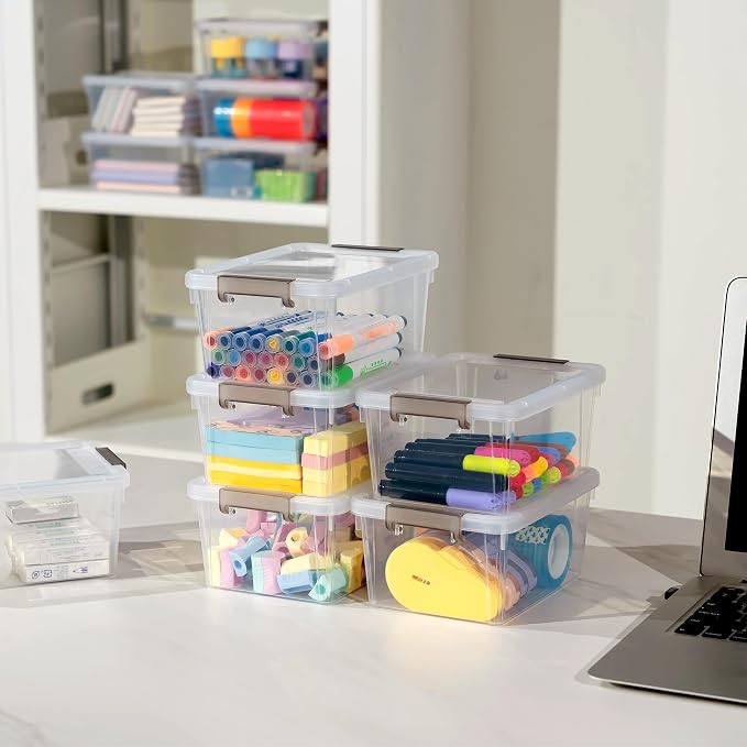 Citylife 30Packs 1.3Qt Small Storage Bins with Lids,Stackable Clear | Plastic Containers for Beads, Buttons, Sewing Supplies, Office Supplies